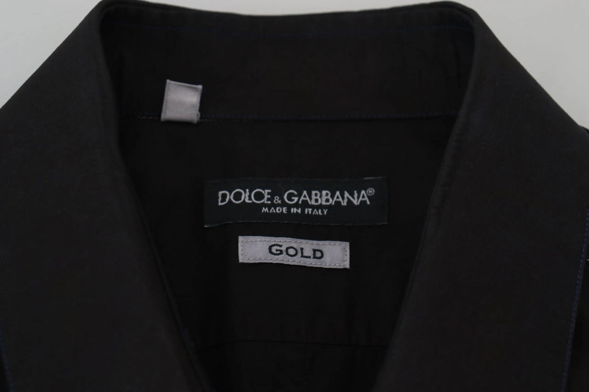Blazer noir dolce & gabbana en coton avec col et étiquette dorée à l’intérieur du col