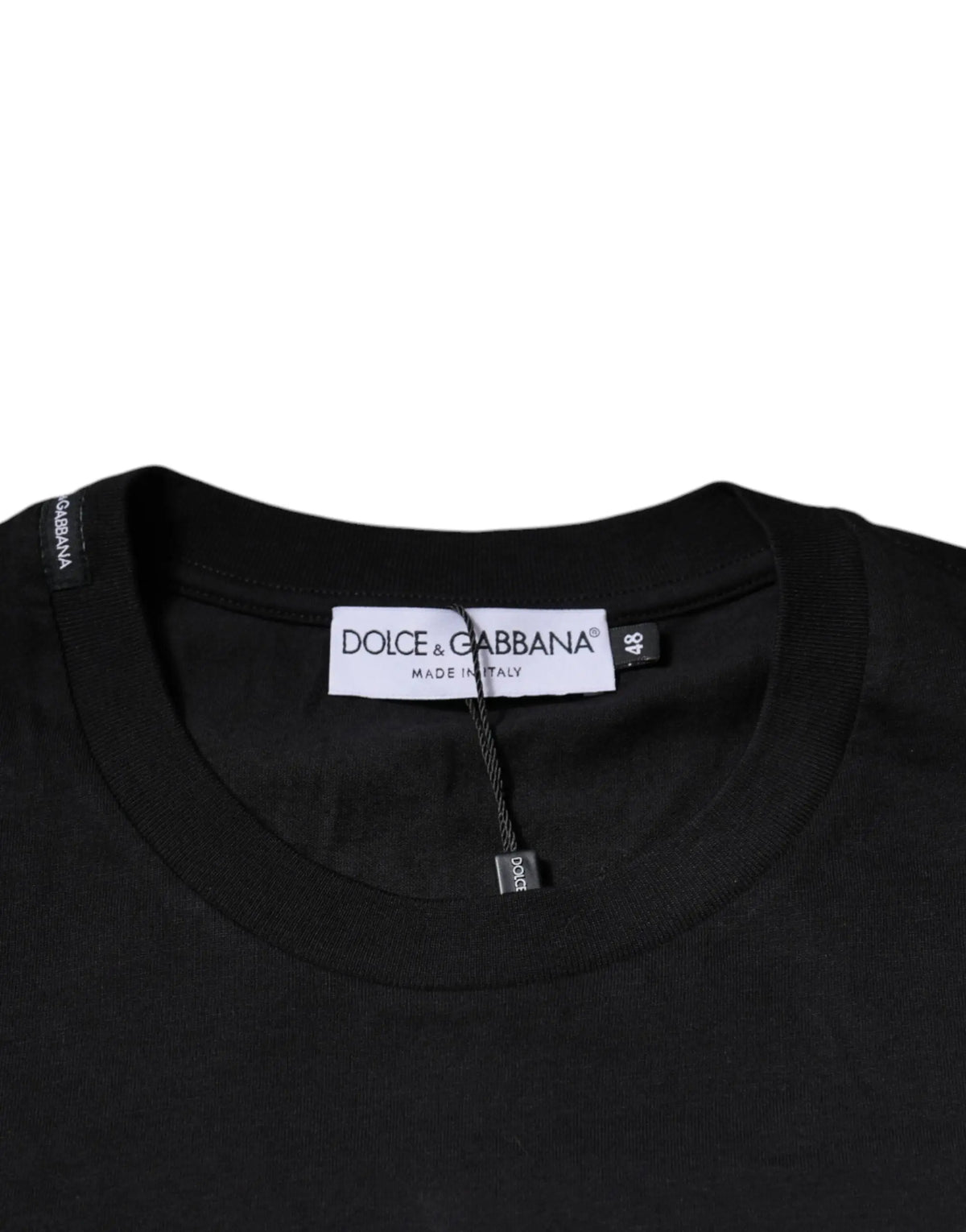 T-shirt noir dolce & gabbana en coton avec col rond classique et bordure côtelée subtile