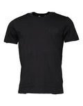 Dolce & gabbana t-shirt noir en coton manches courtes col rond avec logo rectangulaire discret sur la poitrine