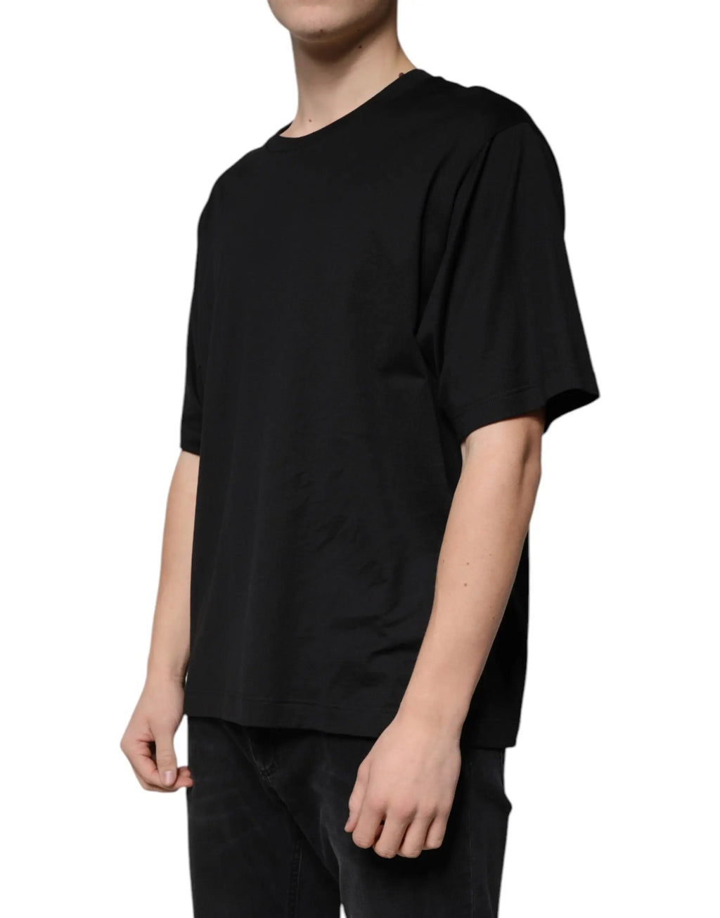 T-shirt dolce & gabbana noir en coton à manches courtes avec col rond simple et coupe oversize décontractée