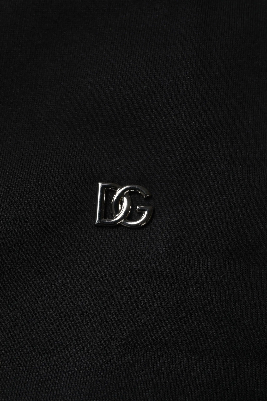 Pin logo dg argenté métallique sur tissu noir du sweatshirt dolce gabbana en coton col rond noir