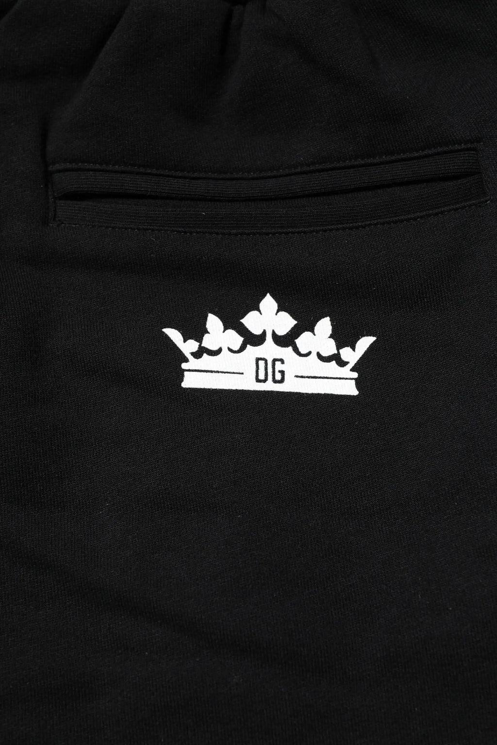 Pantalon de jogging noir dolce gabbana en coton avec logo couronne brodé blanc et initiales dg