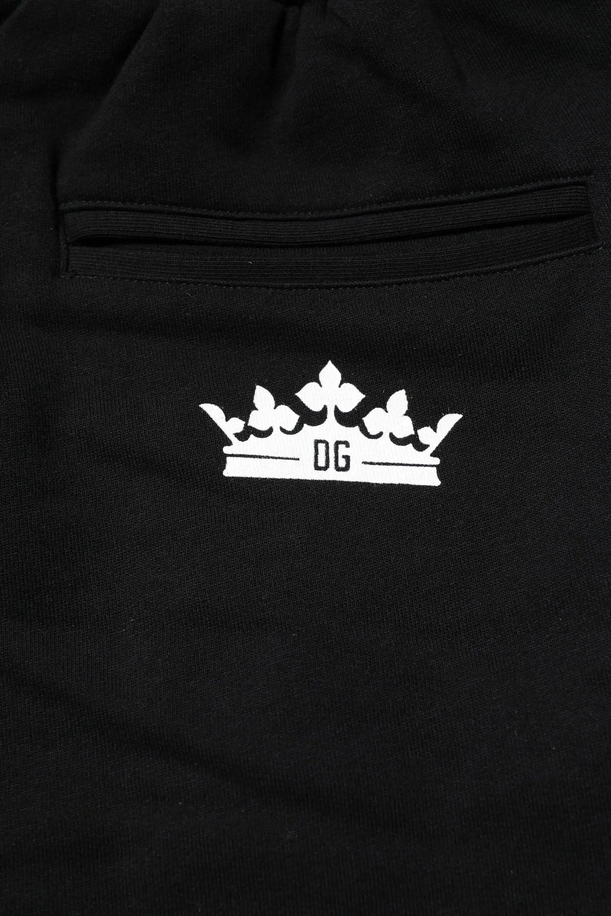 Pantalon de jogging noir dolce gabbana en coton avec logo couronne brodé blanc et initiales dg