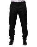 Pantalon de costume dolce & gabbana noir en coton avec détails brodés discrets sur les poches en satin noir