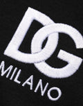 T-shirt noir en coton dolce & gabbana avec logo dg milano brodé en blanc sur le devant