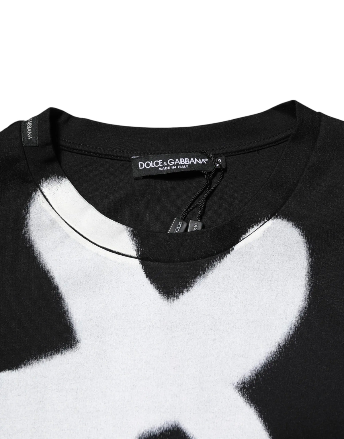 T-shirt noir dolce & gabbana en coton avec logo dg graffiti blanc style spray sur la poitrine manches courtes