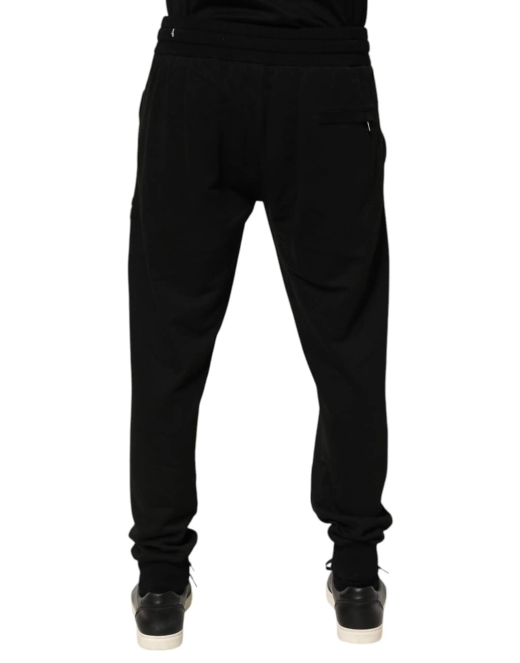 Pantalon jogger noir dolce & gabbana en coton avec coupe décontractée, poches latérales discrètes et poignets élastiques