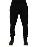 Pantalon jogger dolce et gabbana noir en coton avec taille à cordon et poignets côtelés homme