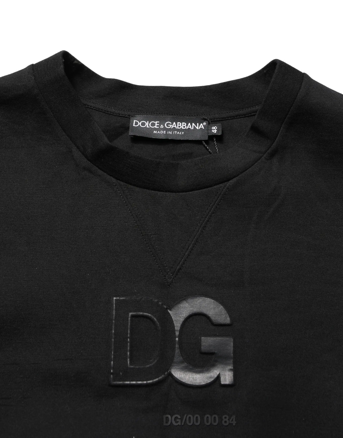 Dolce & Gabbana pull homme noir en coton avec logo métallique dg sur la poitrine style crewneck