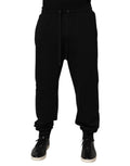 Joggers noirs dolce gabbana en coton avec cordon de serrage et poignets côtelés pour un style décontracté