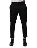 Pantalon slim noir dolce gabbana en coton avec poches cargo et poignets retroussés pour tenue formelle