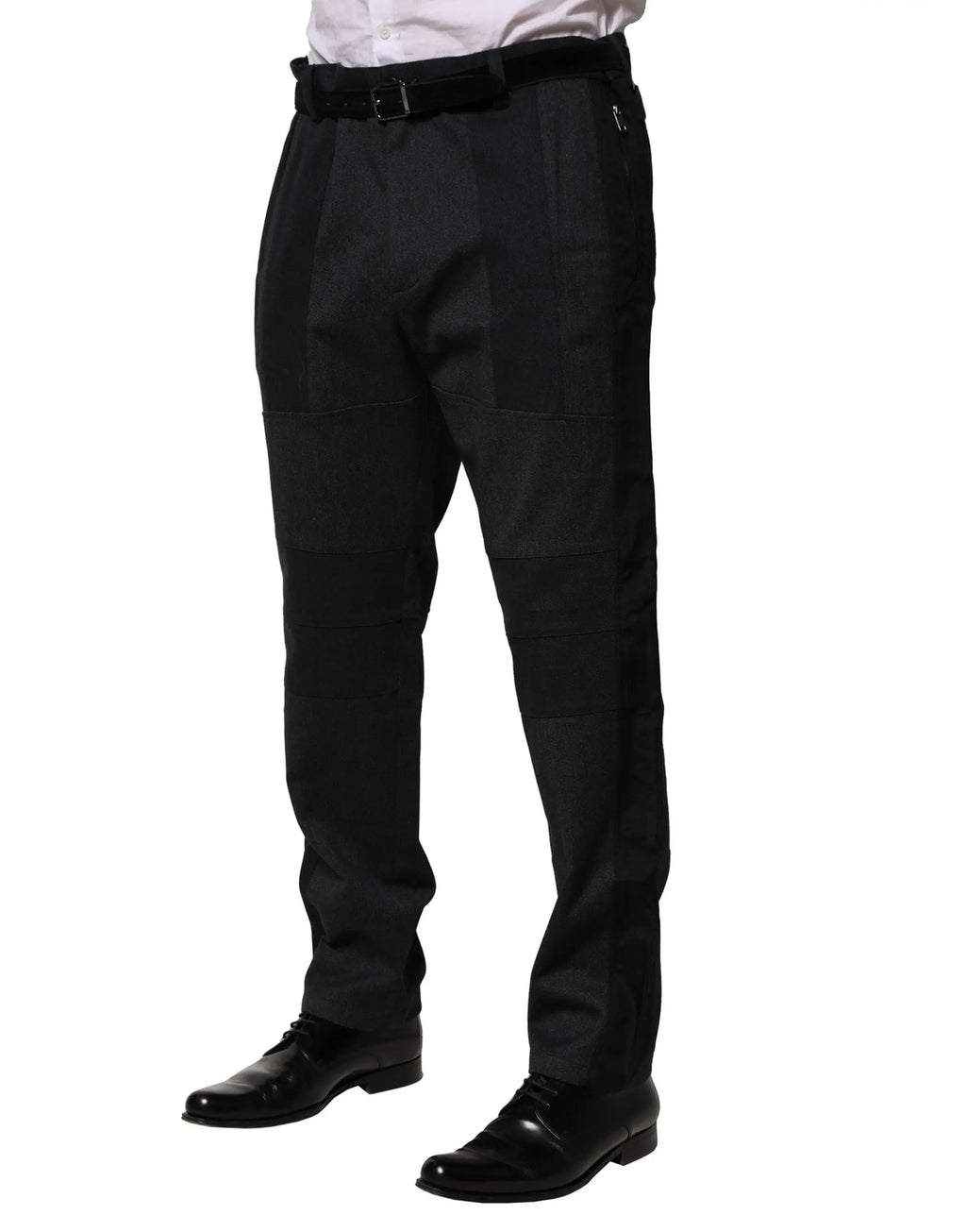 Pantalon slim formel noir en coton dolce gabbana avec coupe ajustée et plis subtils à la taille