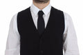 Dolce & gabbana black cotton dress vest blazer jacket en laine noire avec trois boutons devant et coupe ajustée classique