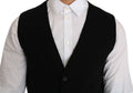 Dolce & Gabbana black cotton dress woven waistcoat with single button closure and notched lapel design
