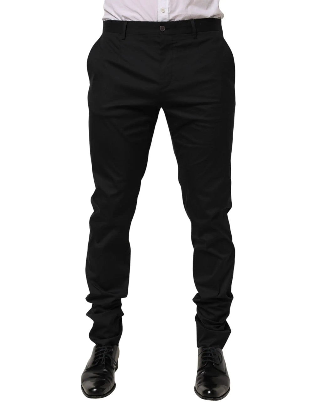 Pantalon chino slim fit noir en coton dolce gabbana avec fermeture boutonnée classique et coutures soignées
