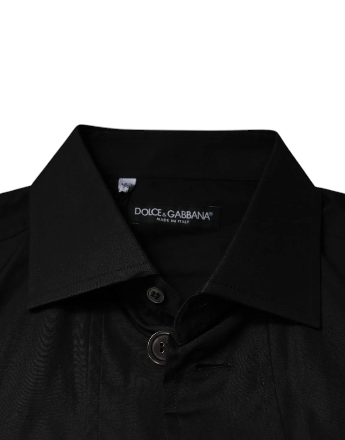 Chemise noire dolce & gabbana en coton avec col net et boutons métalliques manches longues formelle