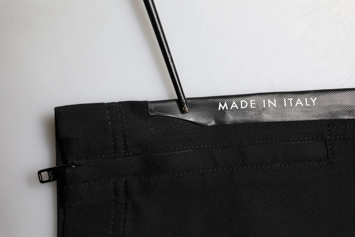 Pantalon noir en coton dolce gabbana pour homme avec étiquette made in italy visible à la ceinture
