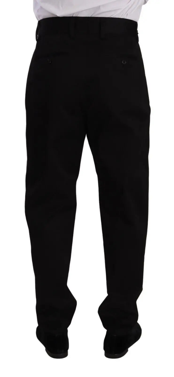 Dolce & gabbana pantalon habillé homme noir en coton taille haute coupe droite avec détails de couture subtils