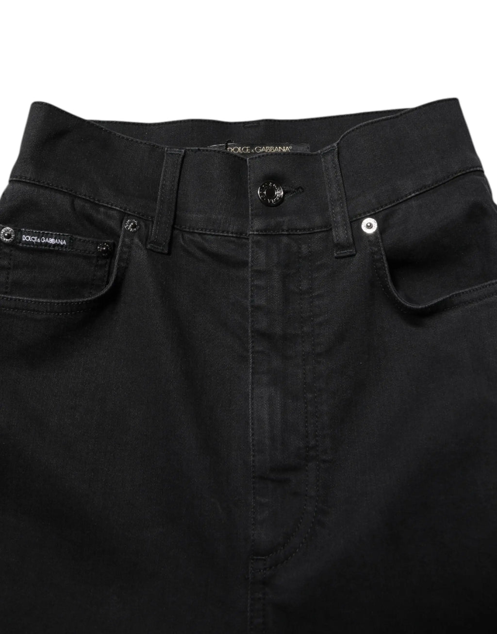 Jean skinny taille haute en coton noir dolce & gabbana avec coupe ajustée et couture discrète