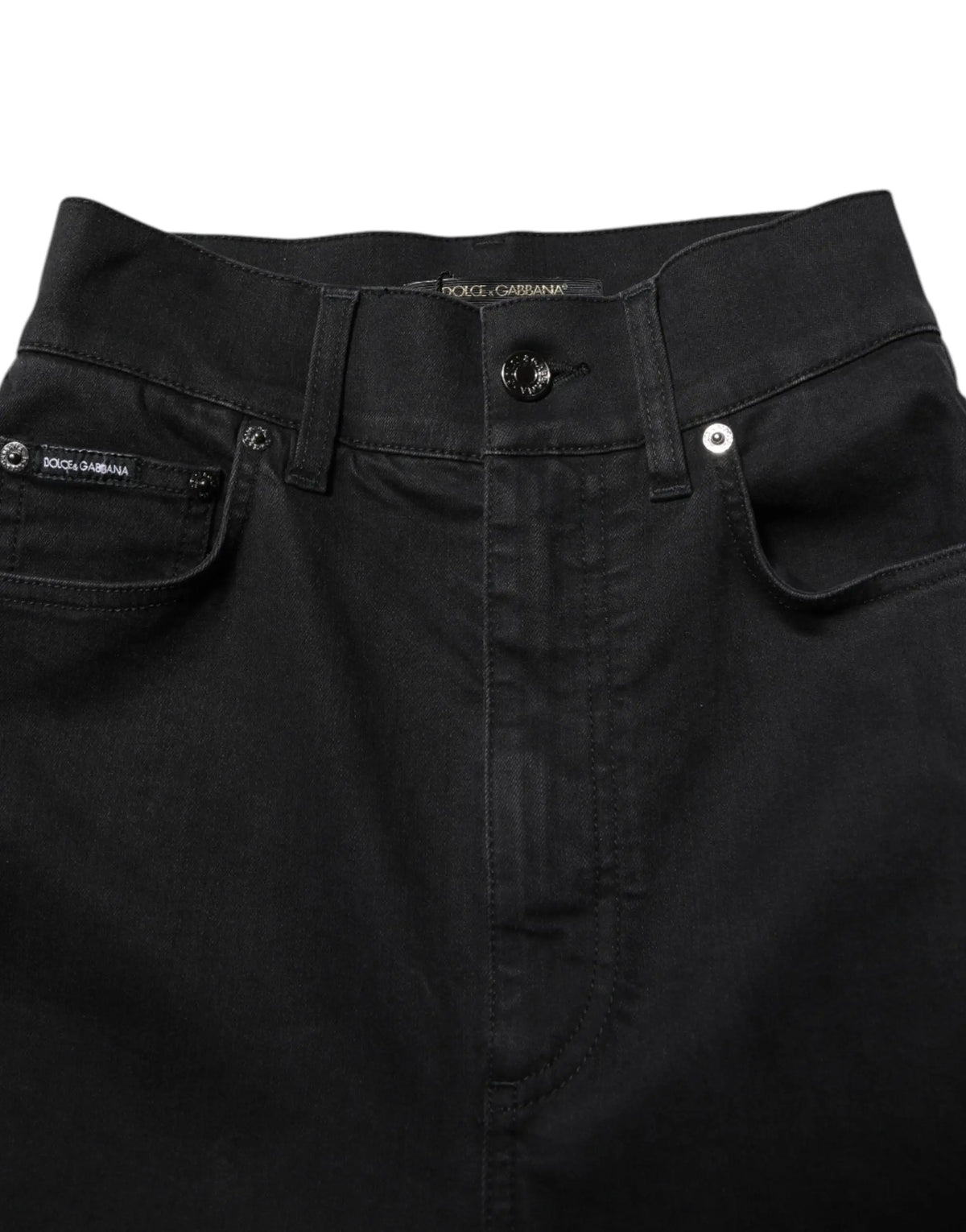 Jean skinny taille haute en coton noir dolce & gabbana avec coupe ajustée et couture discrète