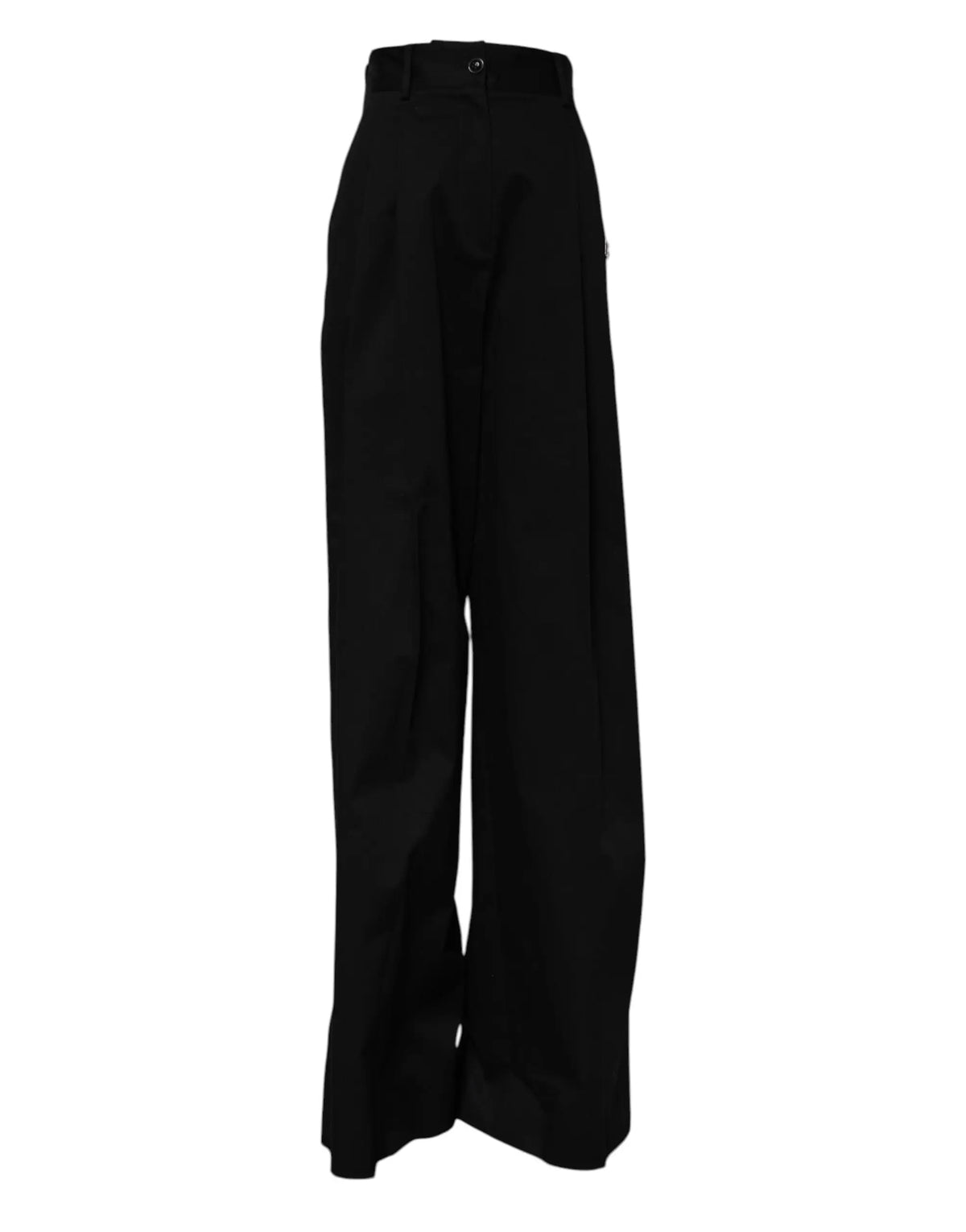 Pantalon noir dolce & gabbana en coton taille haute coupe large et silhouette ajustée élégante