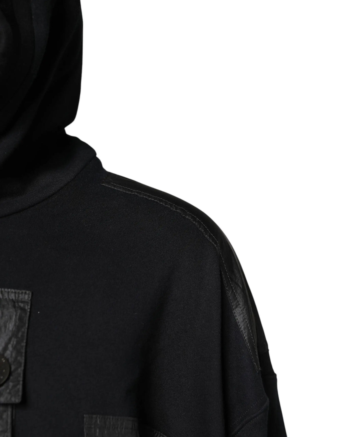 Sweat à capuche dolce & gabbana noir en coton avec poches patch texturées et détails de couture subtils