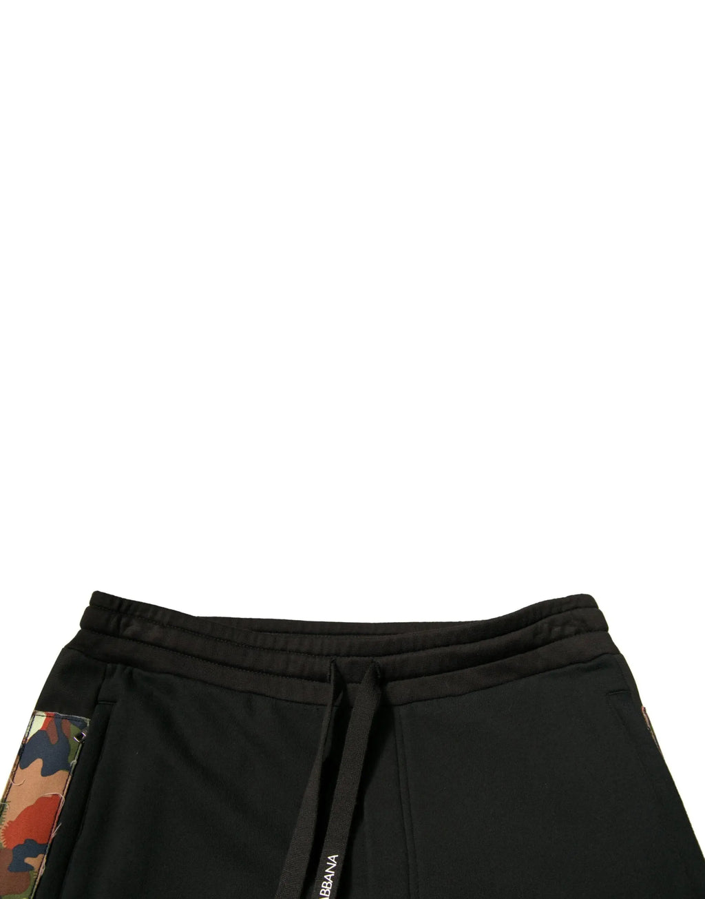 Dolce & gabbana pantalon de jogging noir en coton avec patch camouflage et taille à cordon