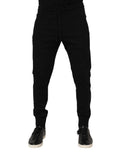 Joggers noirs dolce & gabbana en coton avec taille à cordon et poignets côtelés pour homme