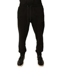 Joggers noirs dolce & gabbana en coton pour homme avec taille à cordon et poignets côtelés