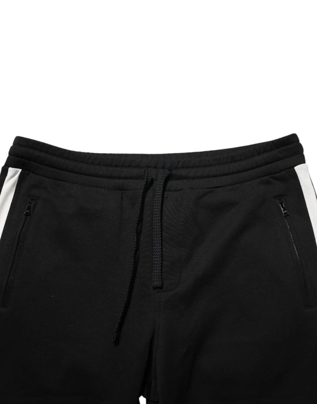 Pantalon de jogging dolce & gabbana en coton noir avec bandes blanches latérales et taille avec cordon