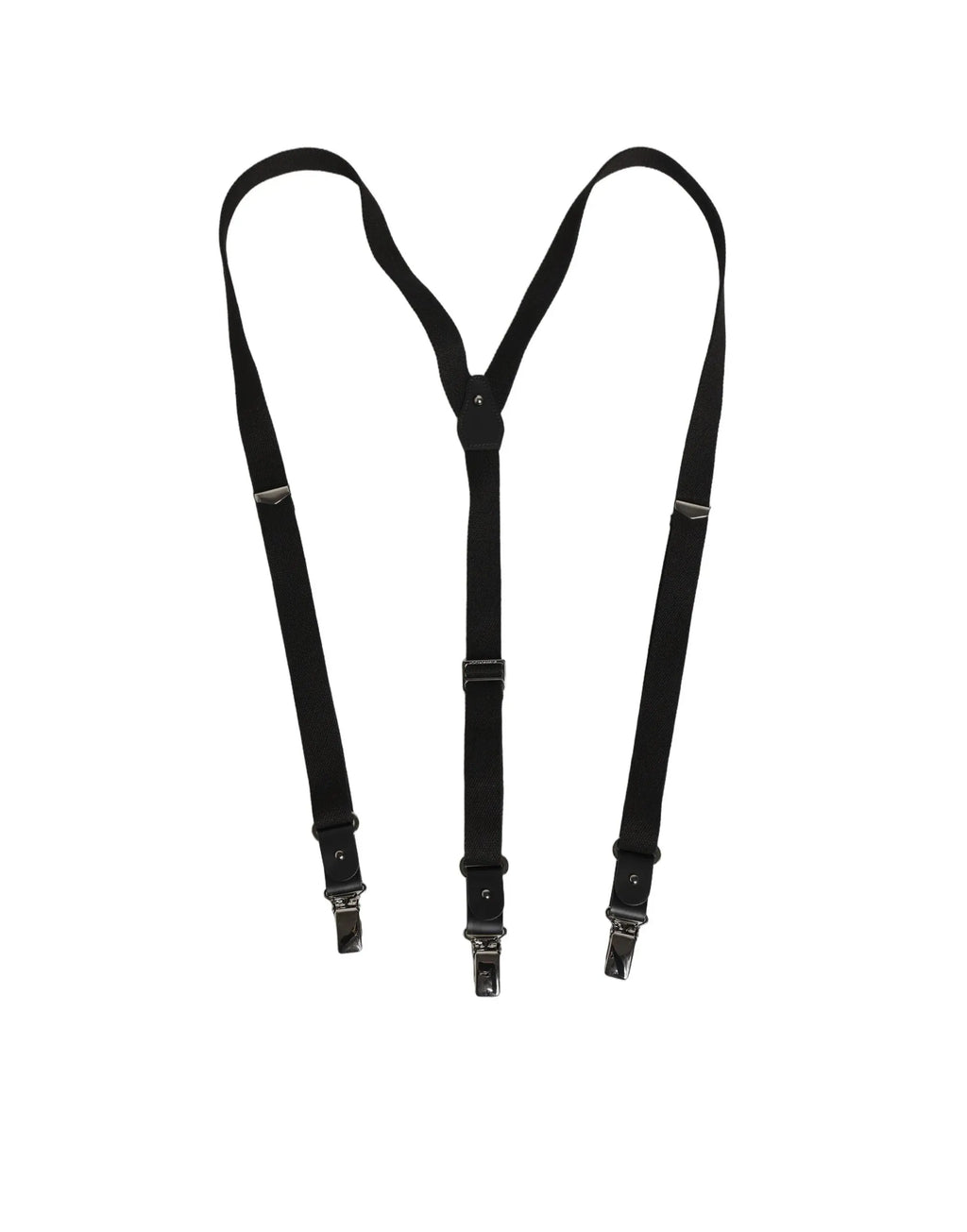 Suspenders noir noir y-back dolce & gabbana en coton cuir élastique avec clips métalliques visible de dos