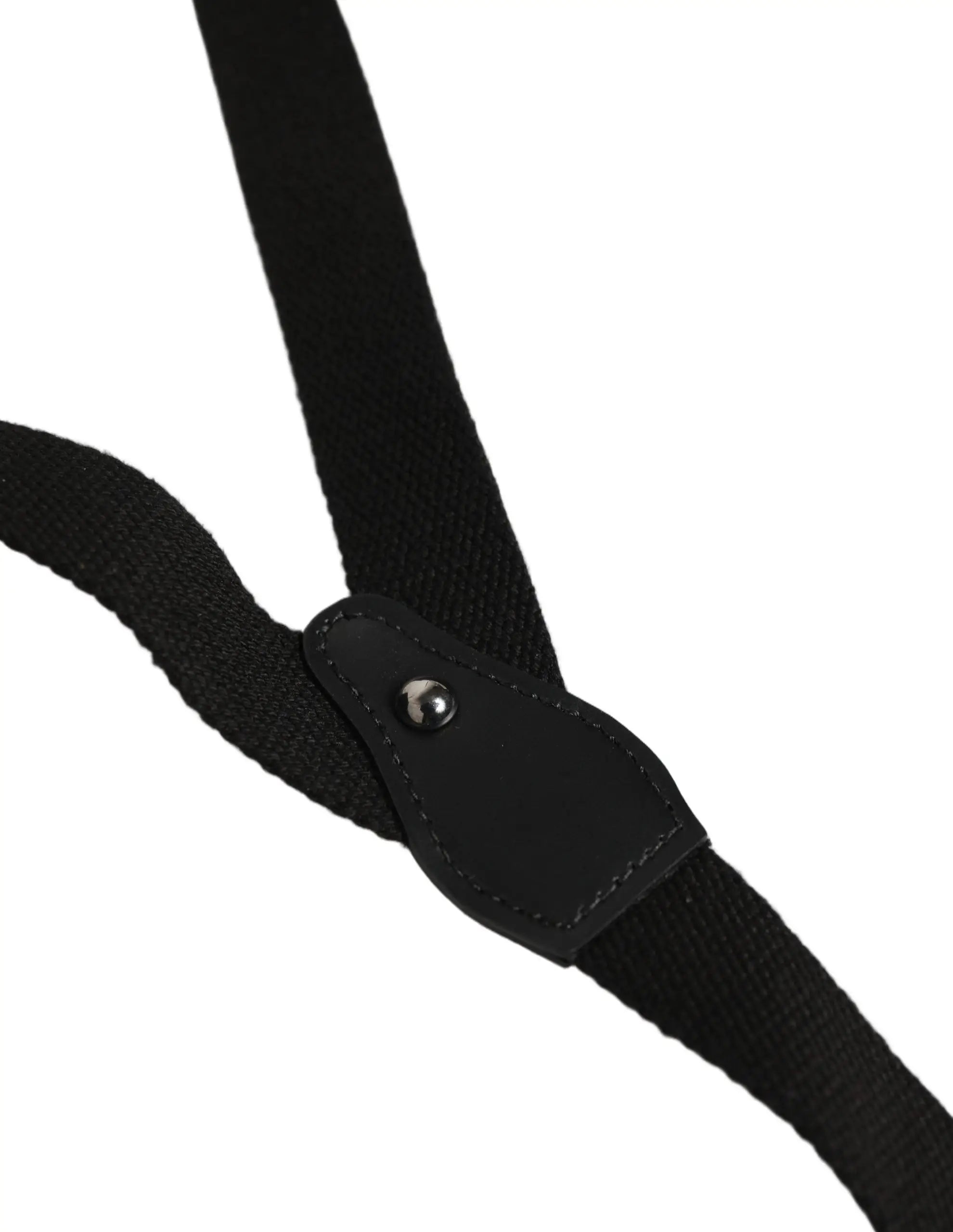 Suspenders noires dolce & gabbana en coton avec patch en cuir et boutons métalliques y-back élastiques
