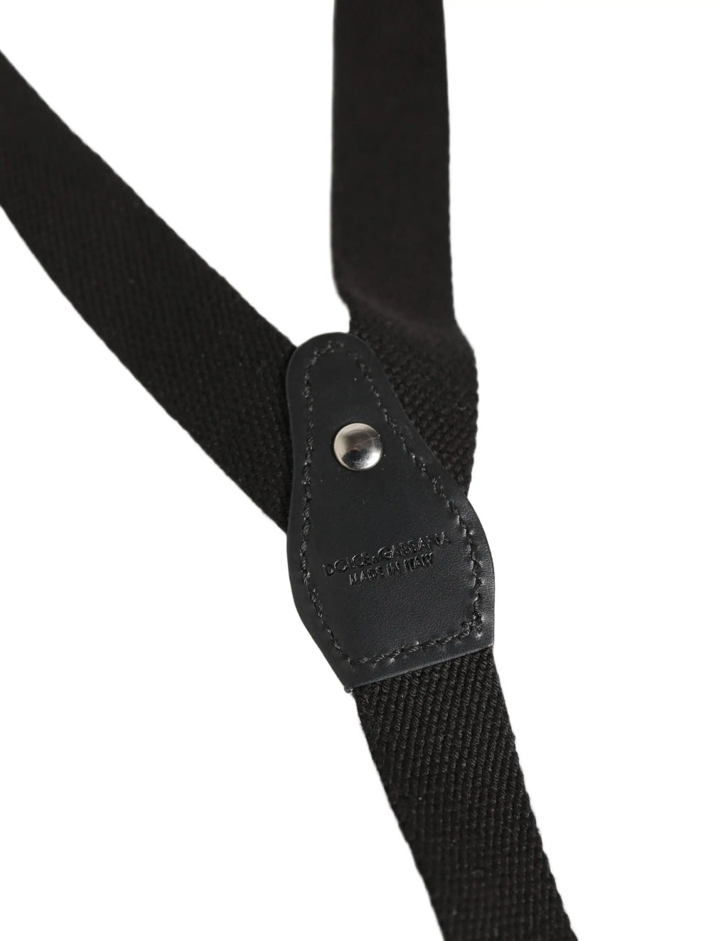 Bretelles noires en coton avec patch en cuir dolce gabbana logo made in italy et clips métalliques y-back