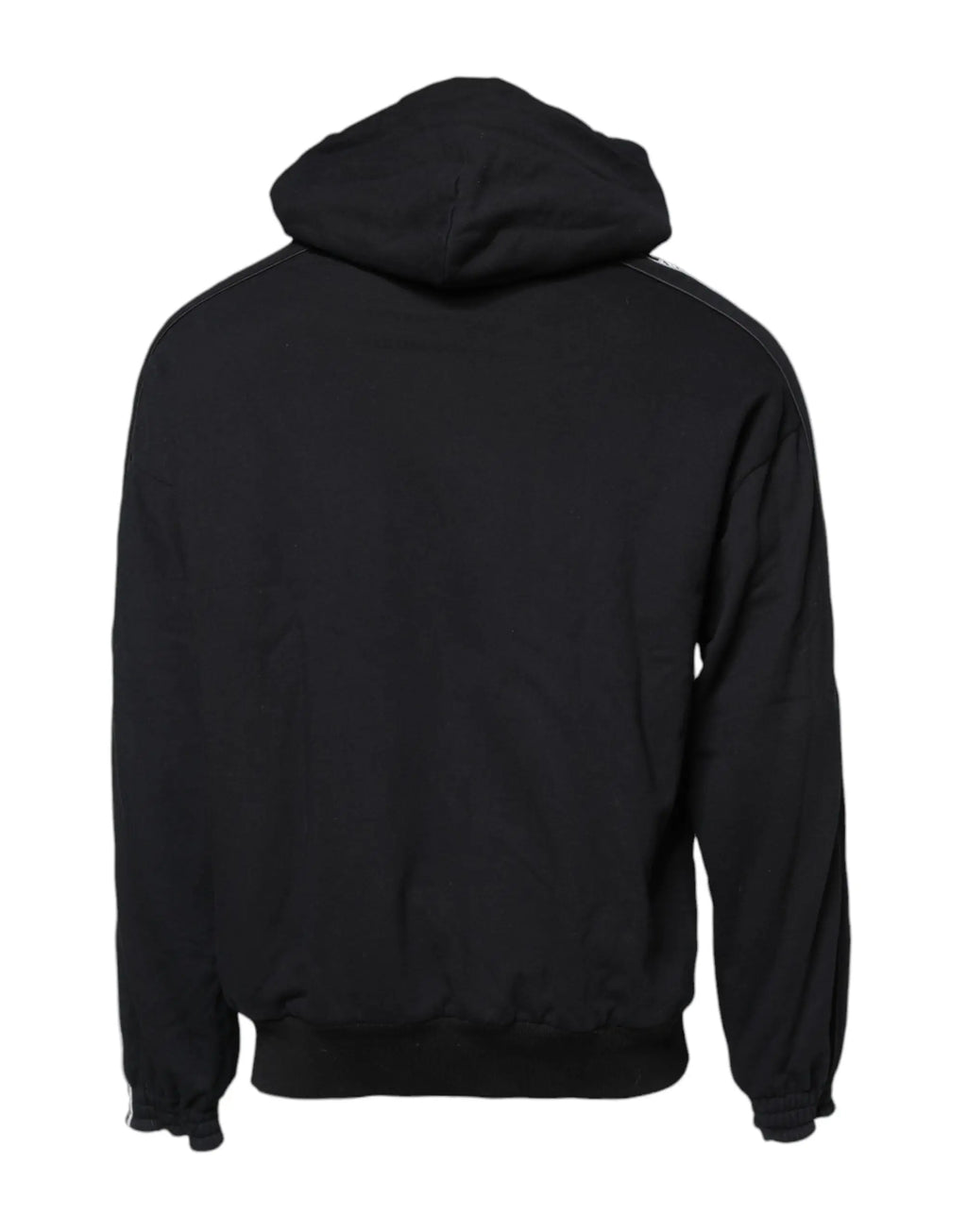 Dolce & gabbana sweat à capuche noir en coton avec finition mate lisse et coutures discrètes aux épaules