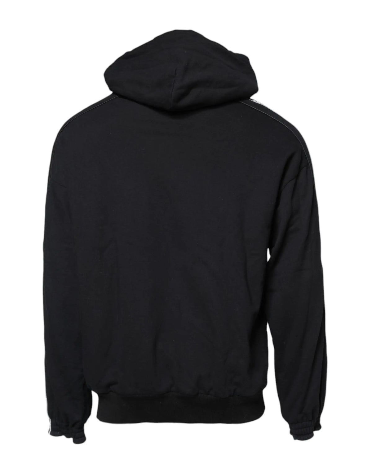 Dolce & gabbana sweat à capuche noir en coton avec finition mate lisse et coutures discrètes aux épaules