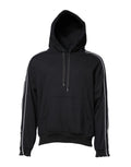 Dolce & gabbana sweat à capuche noir en coton avec rayures blanches sur les manches et cordons ajustables