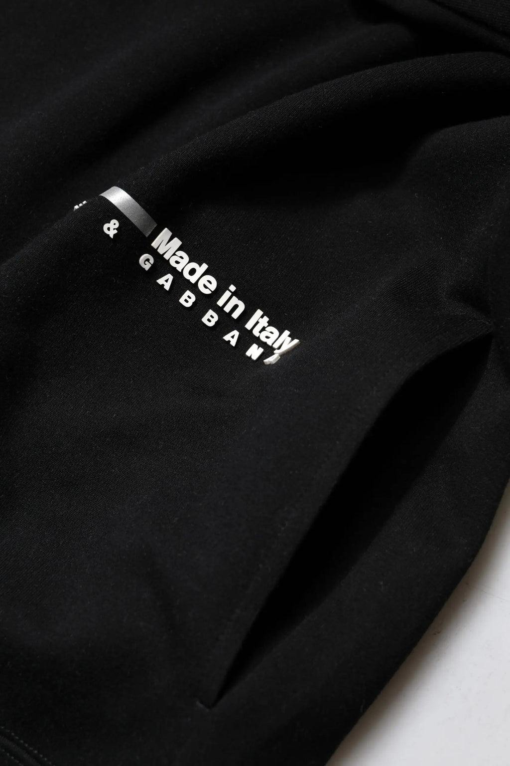 Dolce & gabbana sweatpants noirs en coton avec logo made in italy blanc et détail bande argentée