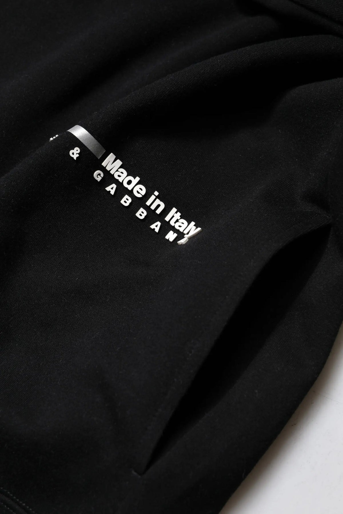 Dolce & gabbana sweatpants noirs en coton avec logo made in italy blanc et détail bande argentée