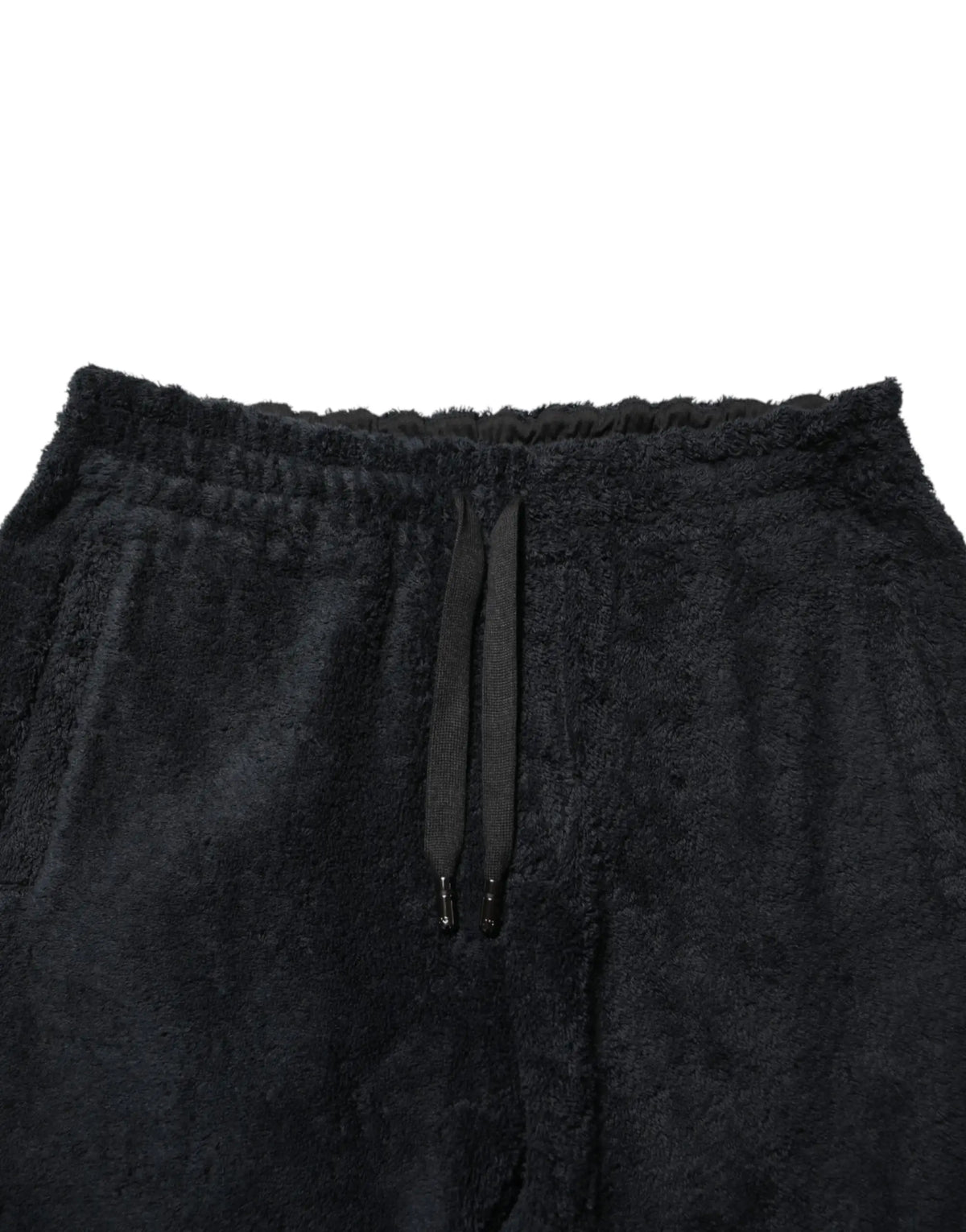 Dolce & gabbana jogger sweatpants en coton noir avec tissu polaire texturé et cordons assortis pour homme