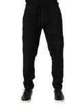Dolce & gabbana pantalon jogger homme en coton noir avec taille à cordon et jambes fuselées