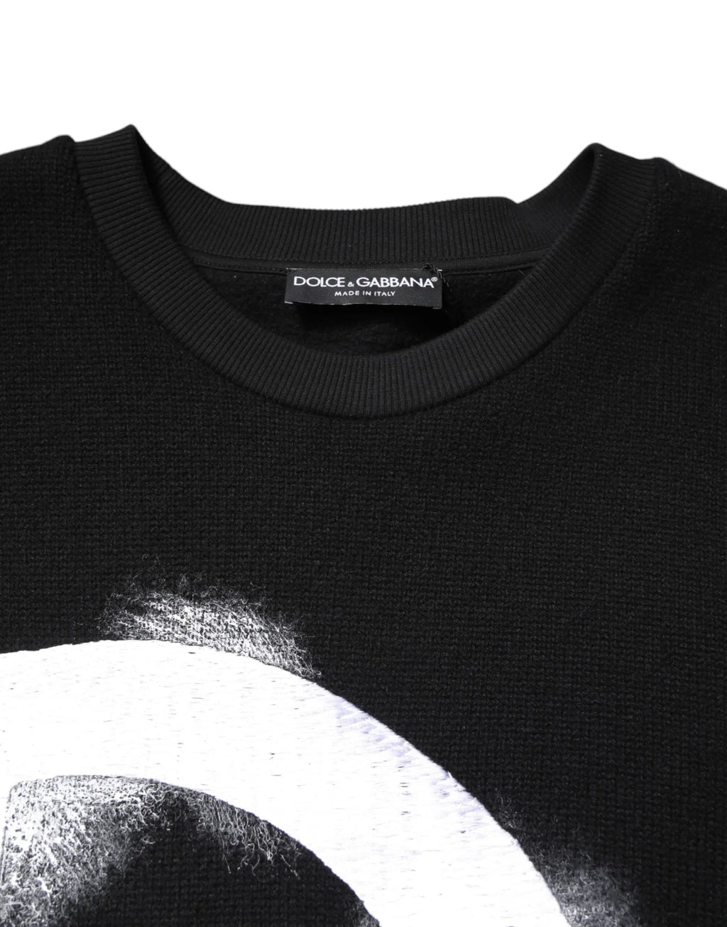 Dolce & gabbana pull homme en coton noir avec imprimé logo blanc audacieux sur le devant