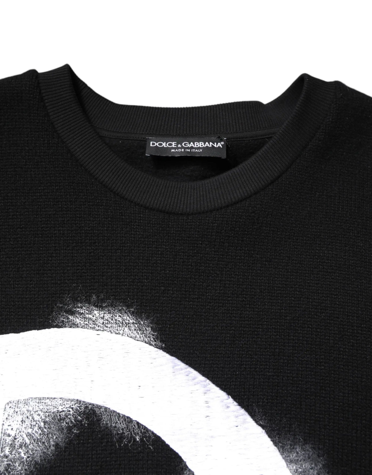 Dolce & gabbana pull homme en coton noir avec imprimé logo blanc audacieux sur le devant