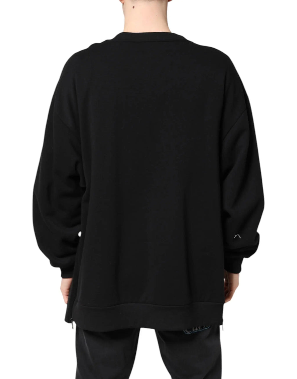 Dolce & gabbana sweat-shirt noir en coton à logo pour homme avec coupe oversize et manches longues