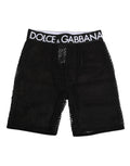 Boxer mesh noirs dolce et gabbana avec ceinture élastique blanche logo coton shorts midi sous-vêtement