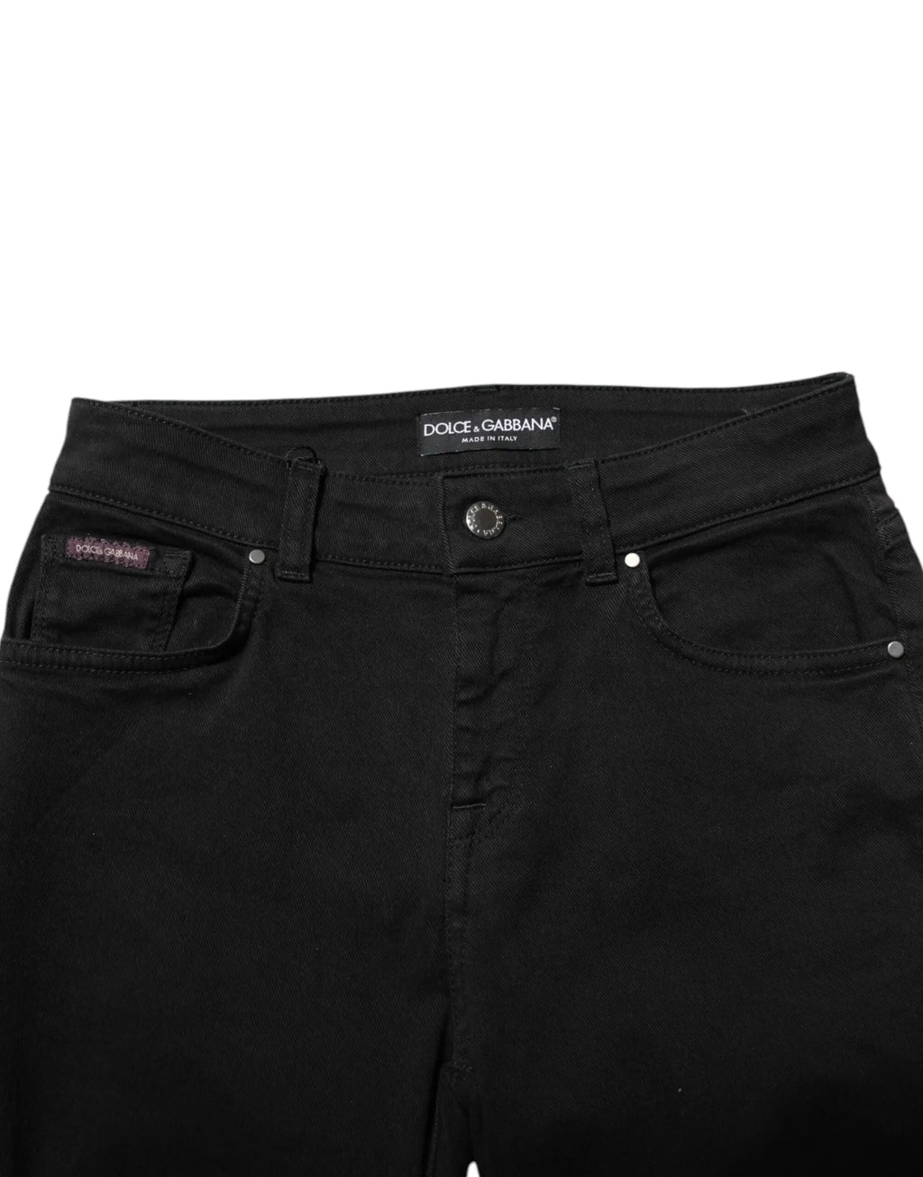 Jean noir dolce & gabbana en coton avec coupe droite et coutures subtiles style denim skinny taille mi-haute