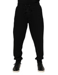 Joggers pour homme dolce & gabbana noirs en coton avec taille à cordon et bords côtelés