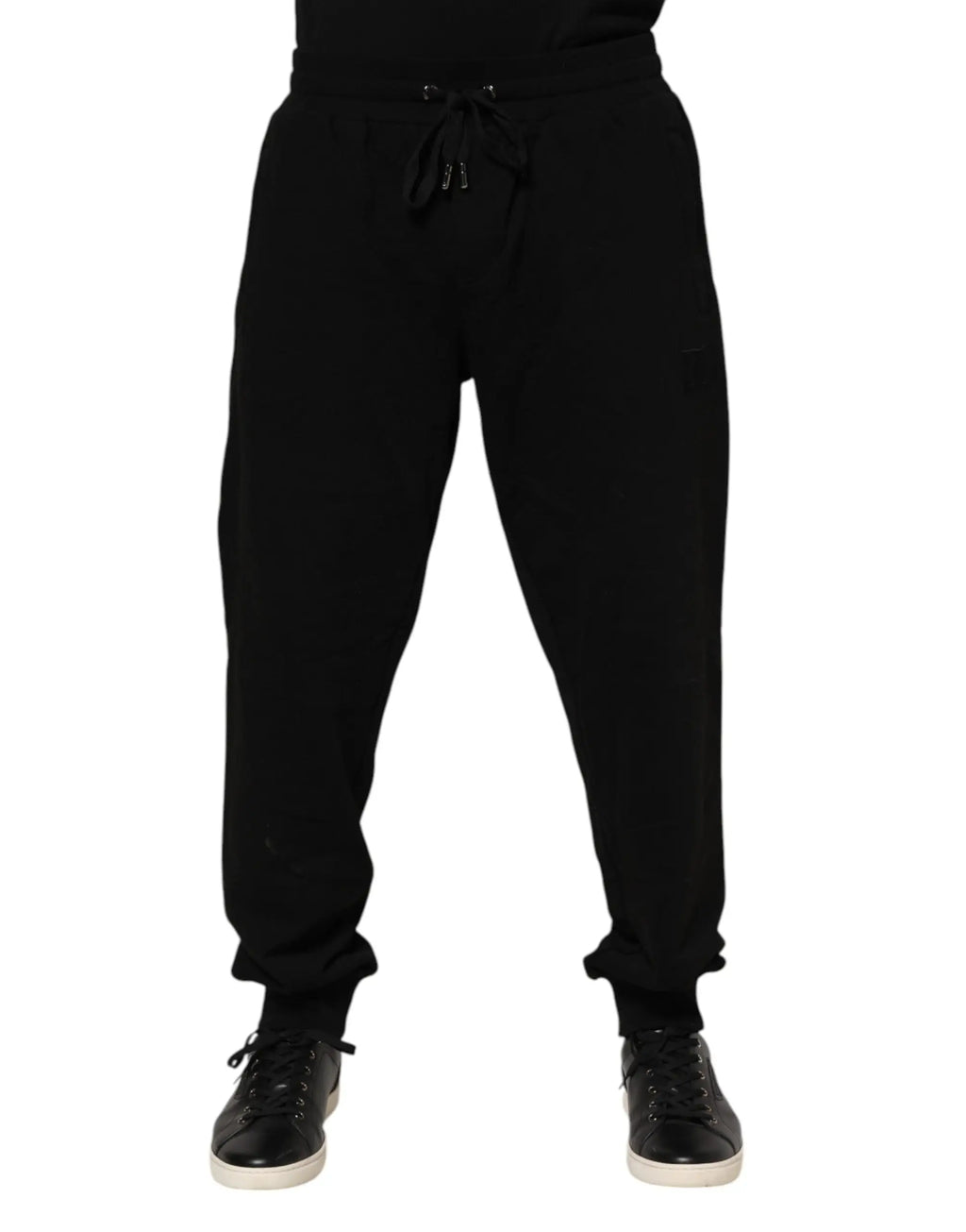 Joggers pour homme dolce & gabbana en coton noir avec taille à cordon et poignets côtelés