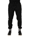 Dolce gabbana pantalon jogger homme noir en coton avec poches latérales et bas élastique à cordon de serrage