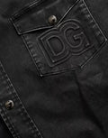Veste en jean noire dolce gabbana en coton avec logo dg brodé sur la poche poitrine pour un style décontracté