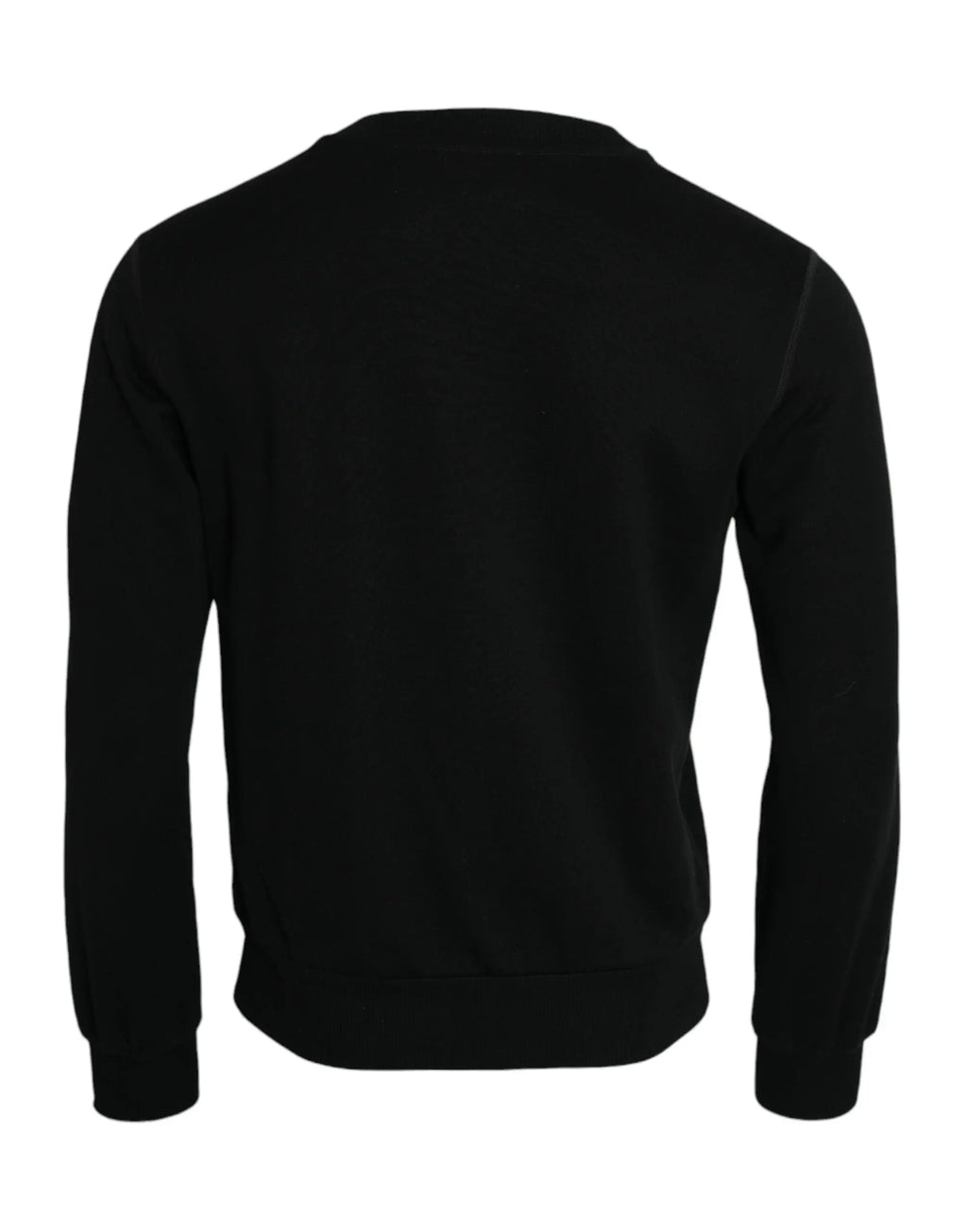 Dolce & gabbana sweatshirt noir en coton manches longues avec col rond et poignets côtelés